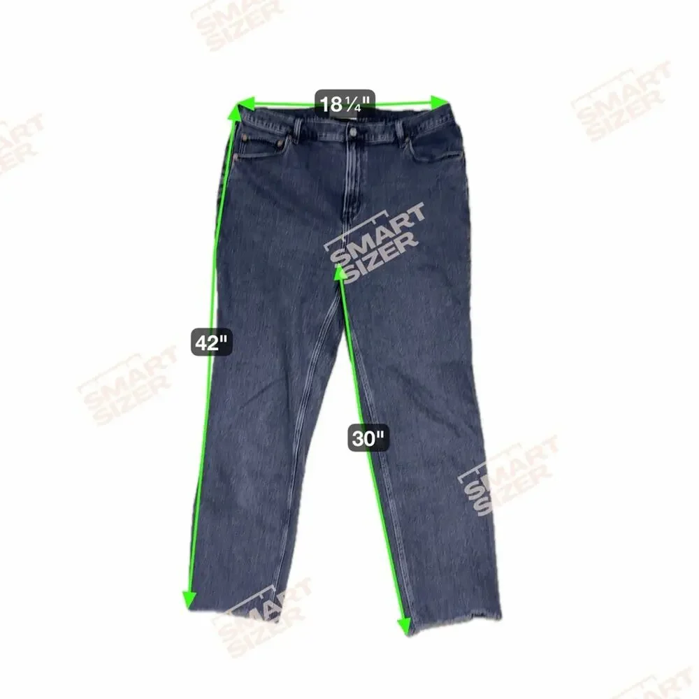 Abercrombie The Ankle Straight Jeans 34/18L Ultra High Rise Dark Wash Raw Hem